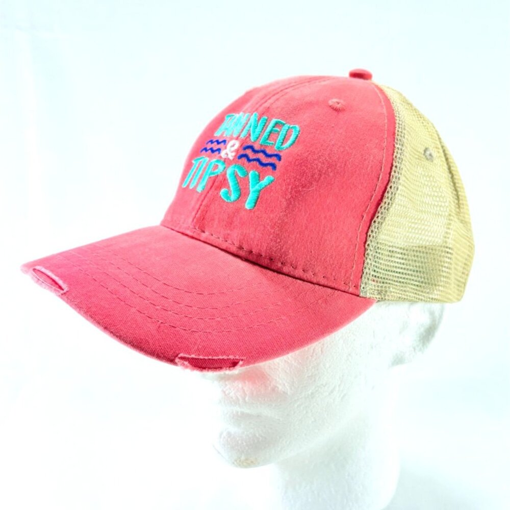 Adams Embroidered Tanned & Tipsy Distressed Snapback Womens Trucker‎ Hat